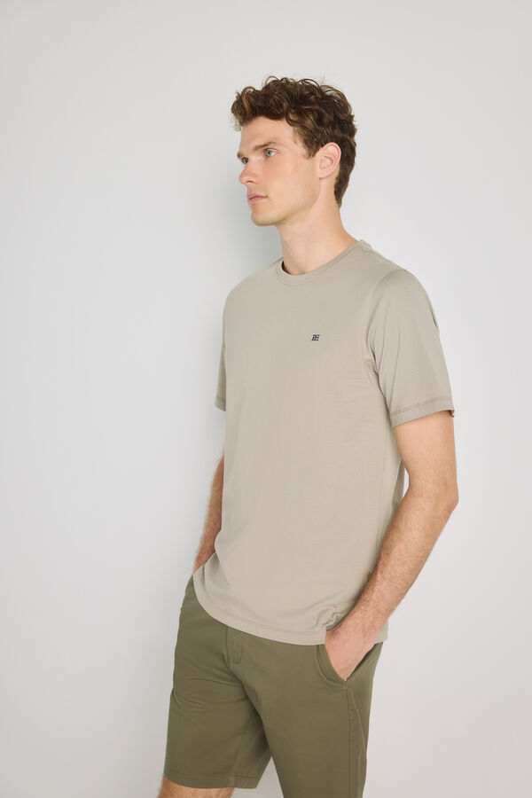 Pedro del Hierro Camiseta b&aacute;sica con logo bordado Kaki