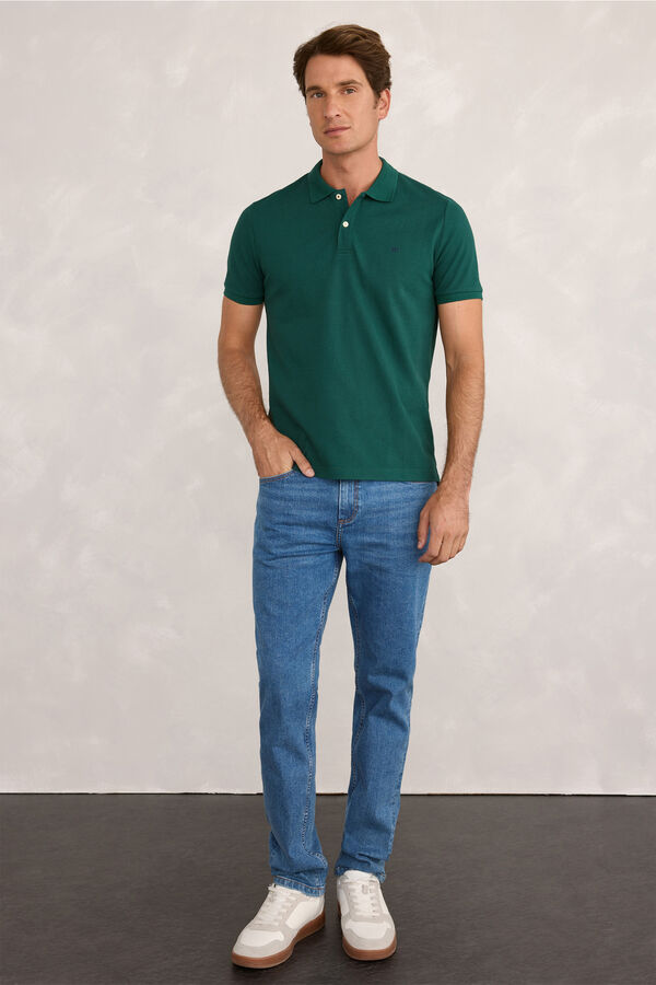 Pedro del Hierro Polo básico de manga curta Verde escuro