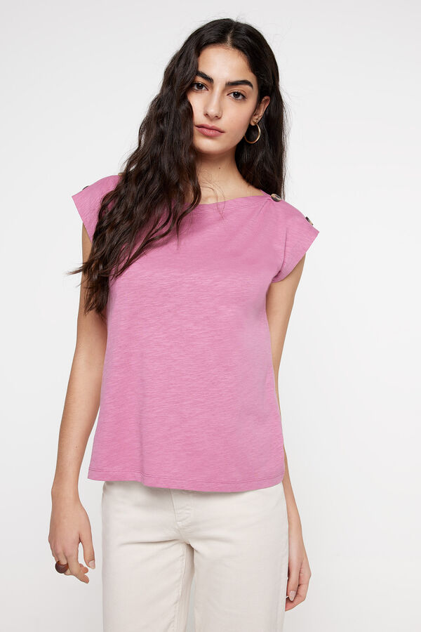 Fifty Outlet T-shirt botões ombro Rosa