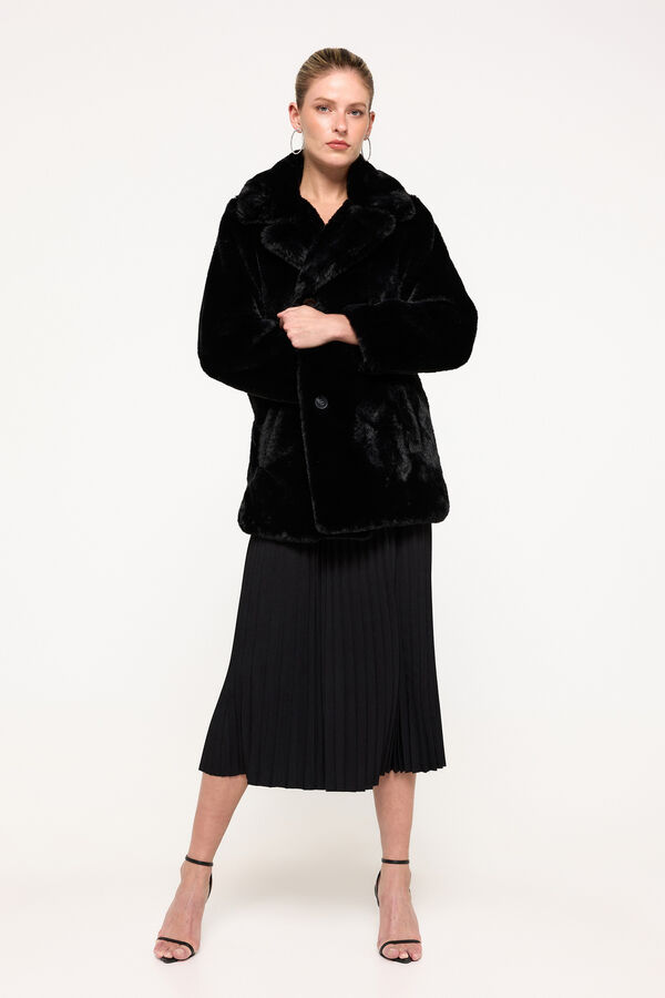 Milano Abrigo efecto pelo Negro