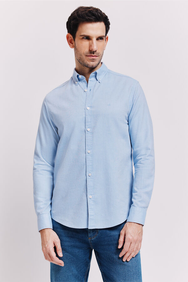 Milano Camisa lisa manga larga Azul Claro