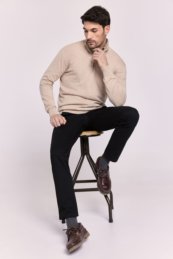 Milano Jersey semicisne cremallera Beige