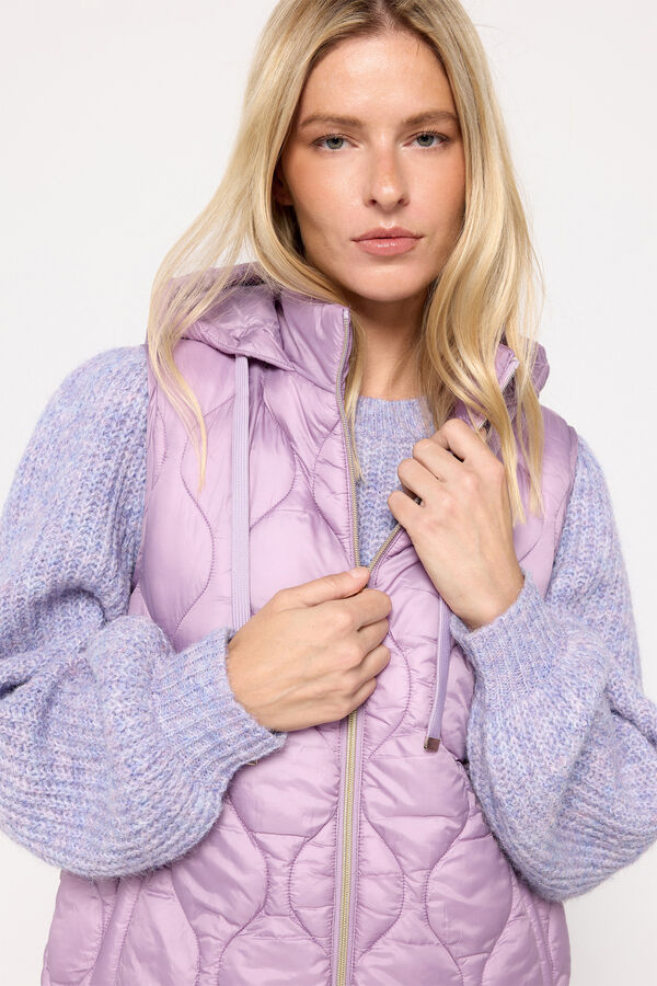 Milano Colete acolchoado capuz Púrpura