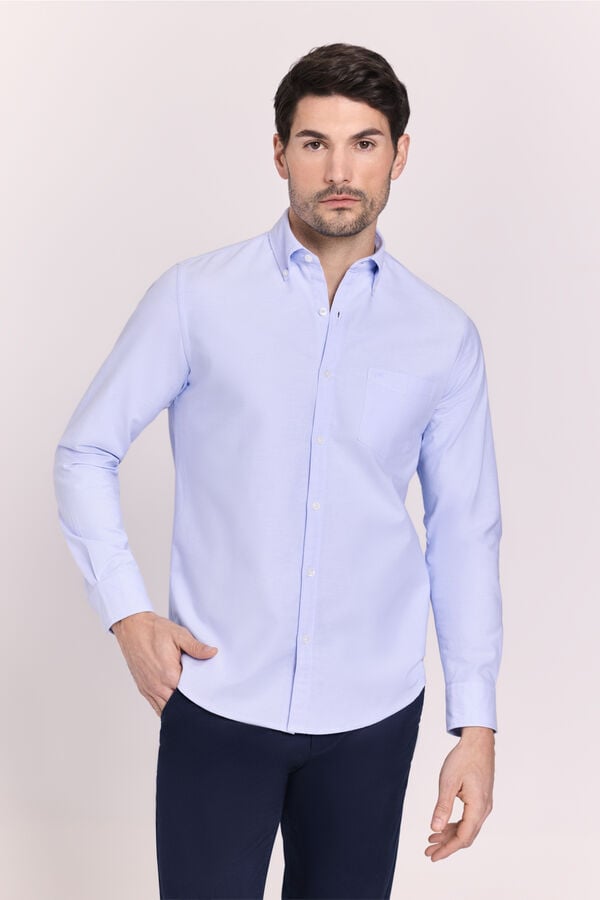 Milano Camisa lisa manga larga Azul Claro