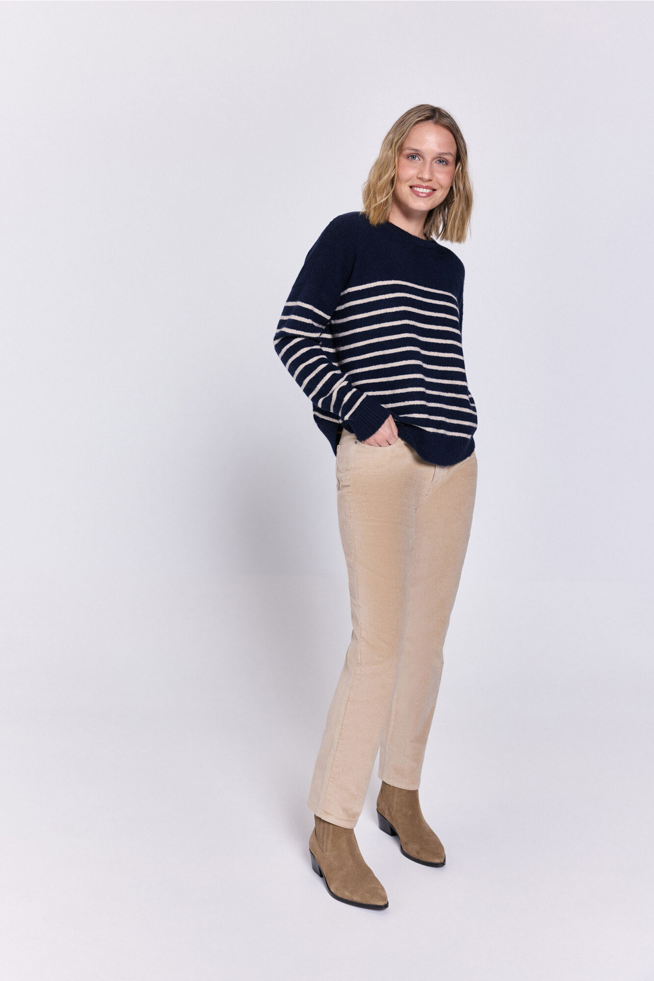 Milano Jersey rayas bicolor bajo redondo