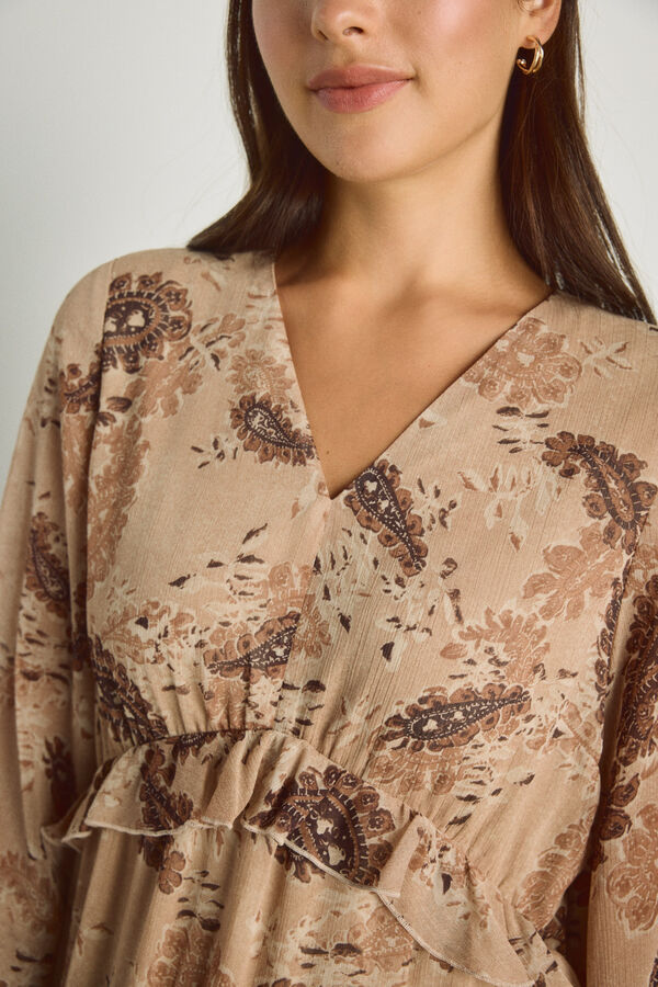 Milano Vestido cuello mao Beige