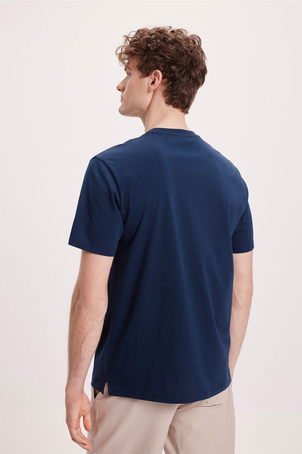 Pedro del Hierro Camiseta bordada com logotipo PDH Marinho