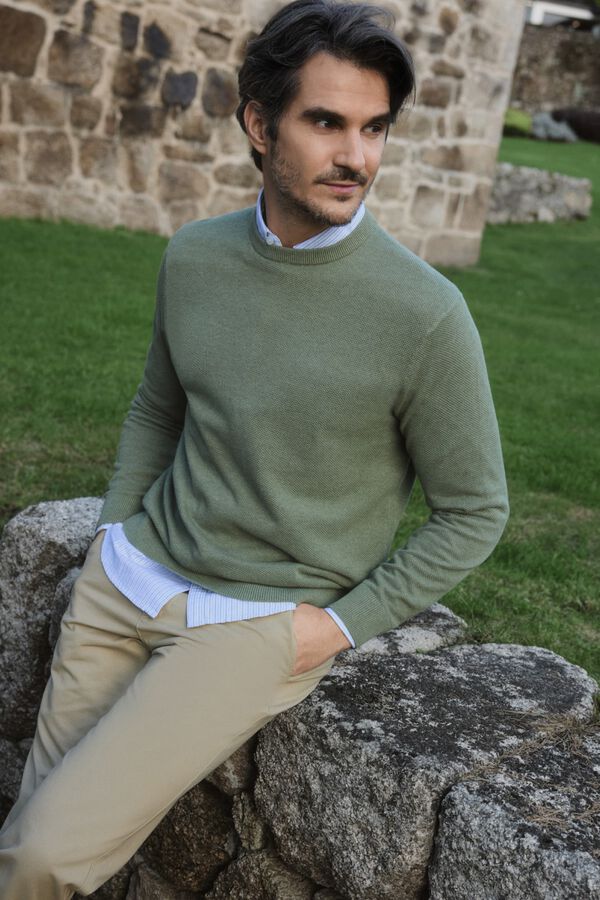 Milano Jersey cuello caja Kaki Claro
