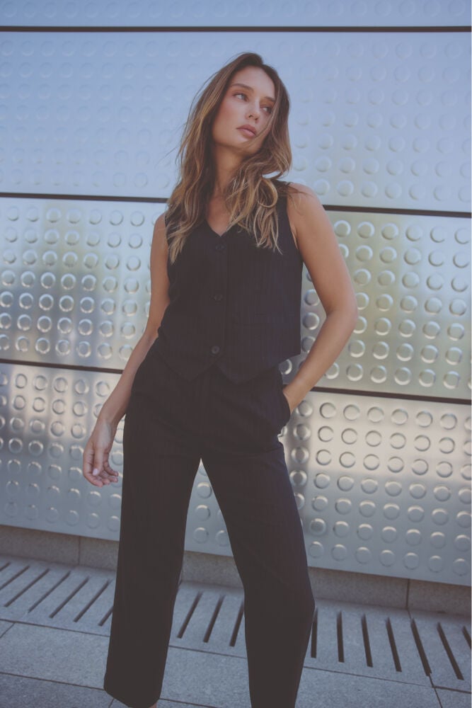 Milano Chaleco tipo sastre de raya diplom&aacute;tica azul marino