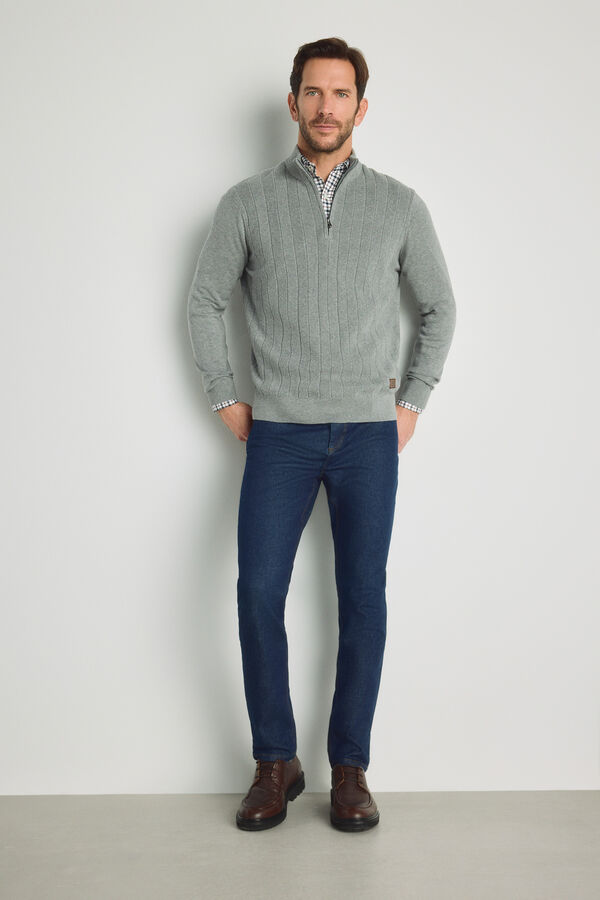 Pedro del Hierro Camisola gola semicisne com fecho-&eacute;clair Cinza medio