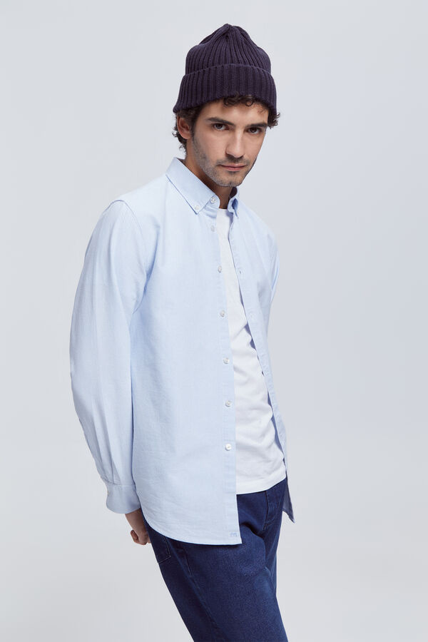 Milano Camisa oxford riscas Estampado azul