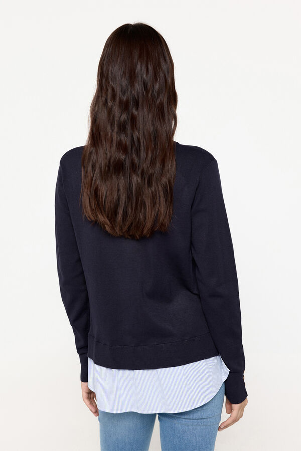 Milano Camisola viscose com camisa combinada em baixo Marinho