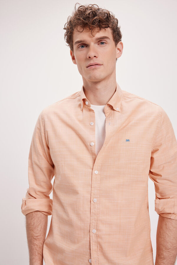 Milano Camisa malha slub lisa laranja