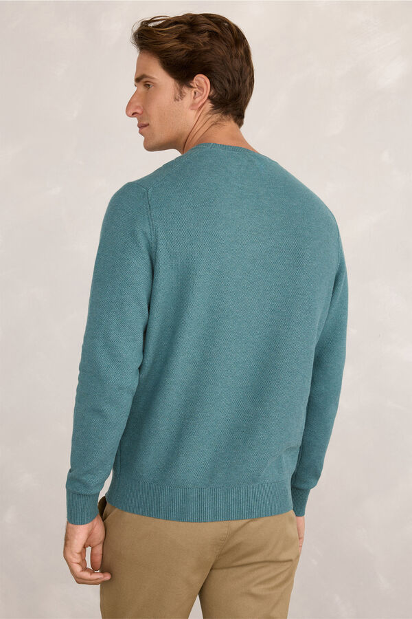 Milano Camisola básico de favo de mel Azul turquesa