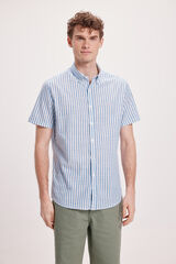 Milano Camisa Slub Rayas Azul