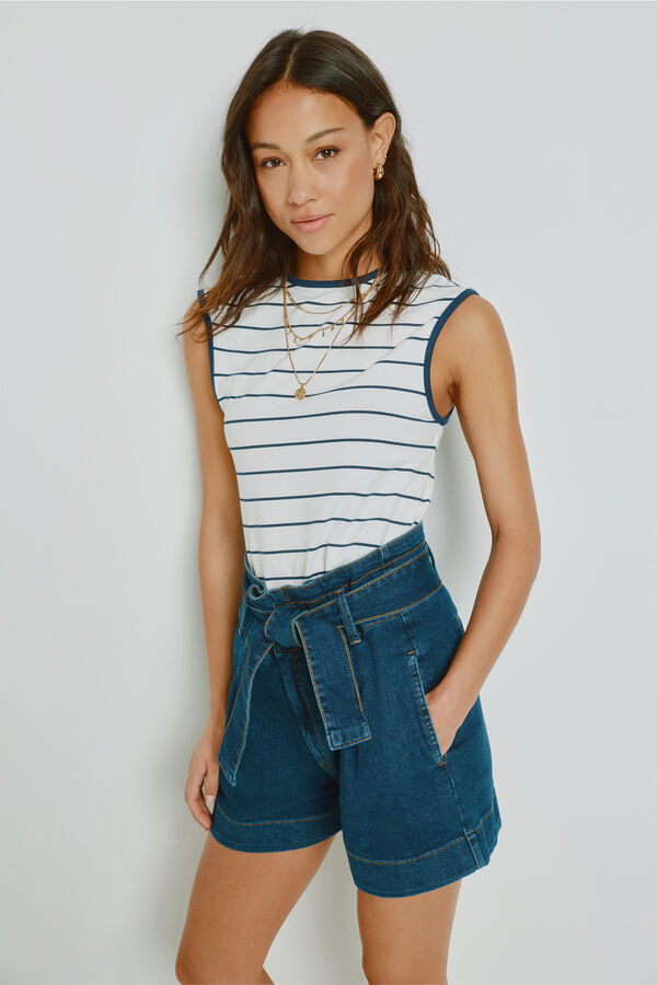 Milano Camiseta rayas manga corta Blanco