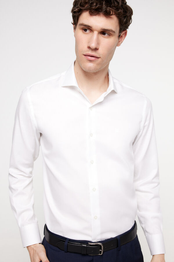 Fifty Outlet Camisa Microestructura Vestir. Blanco