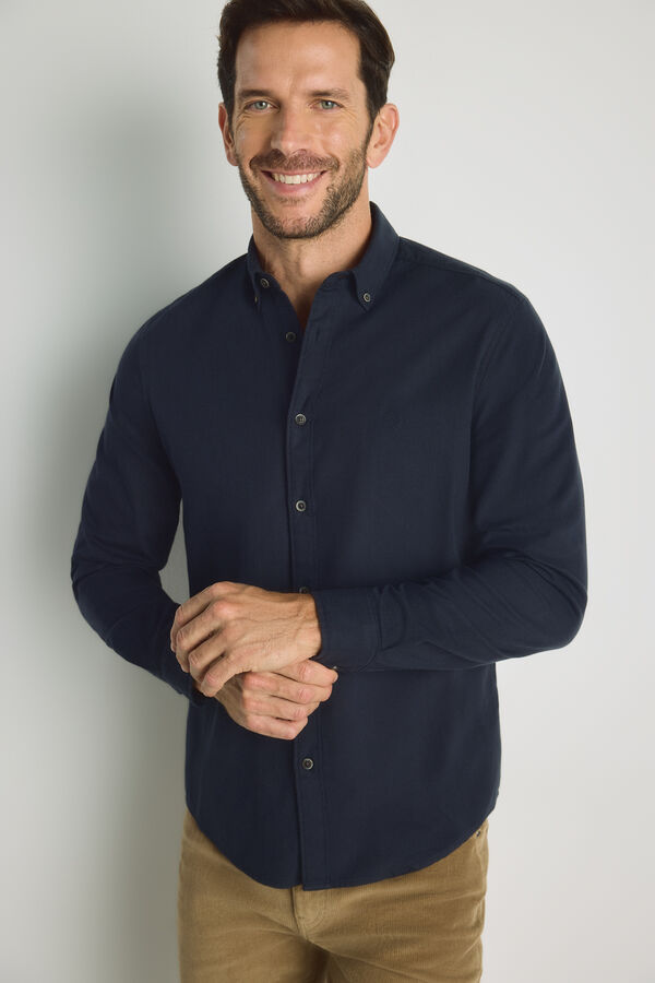 Springfield Camisa lisa manga larga Navy