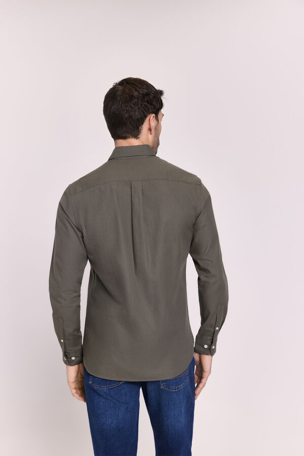 Pedro del Hierro Camisa lisa relaxed fit Kaki Oscuro