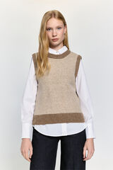 Milano Chaleco de punto detalles a contraste Beige
