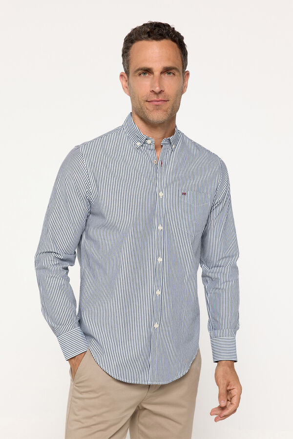 Milano Camisa Popel&iacute;n Rayas Azul