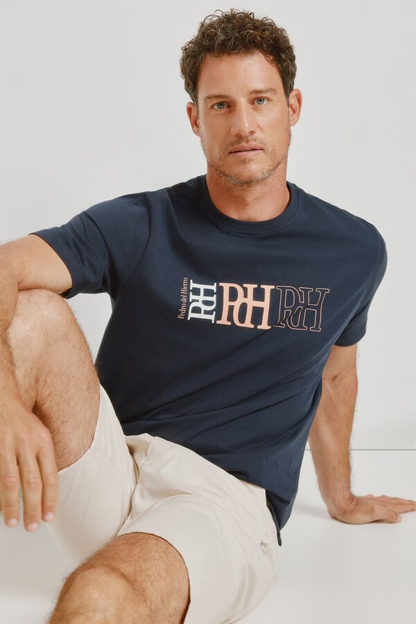Pedro del Hierro T-shirt de manga curta estampada Marinho