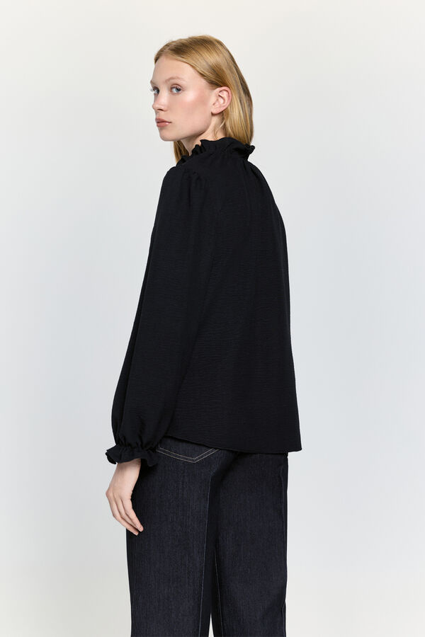 Milano Camisa fluida con cuello y puños elásticos Negro
