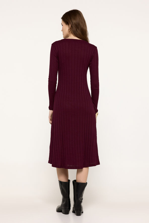 Milano Vestido midi canelado Bordeaux