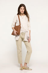 Milano T-shirt manga comprida riscas com lurex Marfim