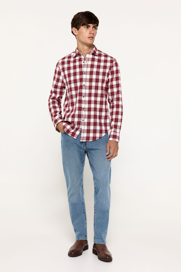 Milano Camisa xadrez de sarja Estampado branco