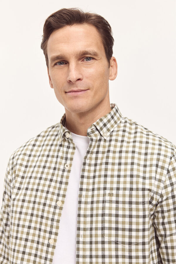 Milano Camisa Twill Xadrez Estampado verde