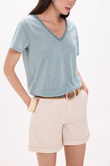 Milano bico gola linho e crochet Azul