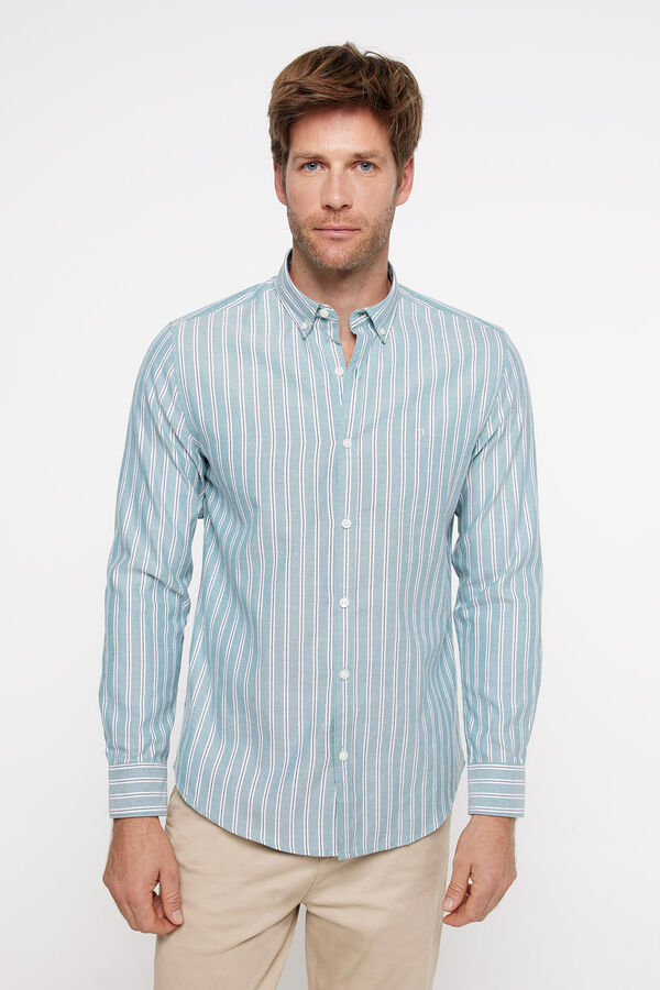 Fifty Outlet Camisa Oxford Rayas Verde
