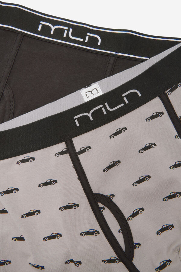 Milano Pack boxer liso y estampado coches Gris