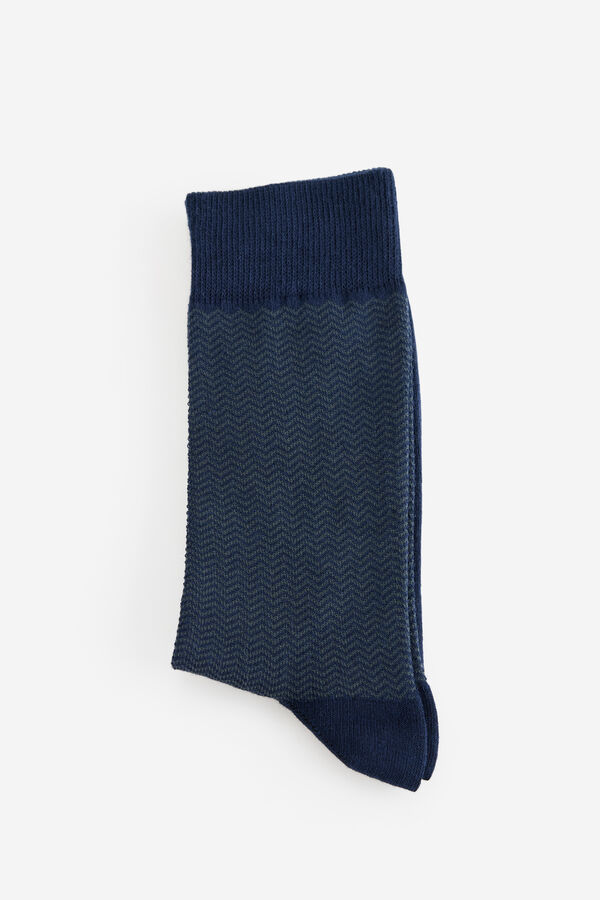 Milano Meias fantasia com padr&atilde;o espiga Marinho