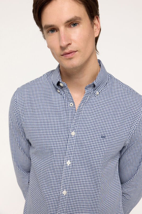 Milano Camisa Twill Xadrez Estampado azul