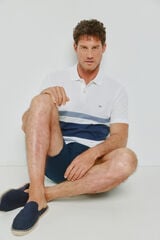 Milano Polo de riscas de manga curta Branco