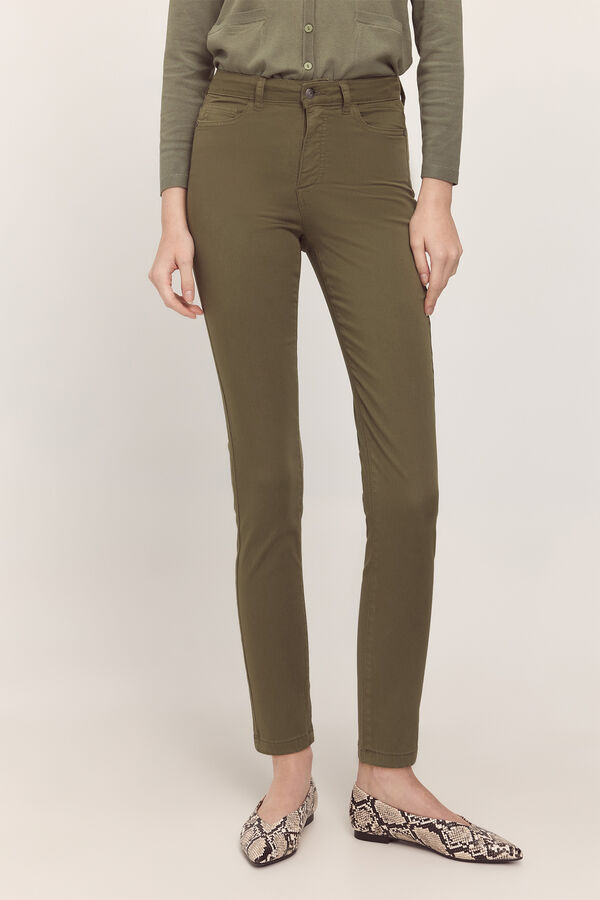 Milano Calças justas coloridas Cáqui médio