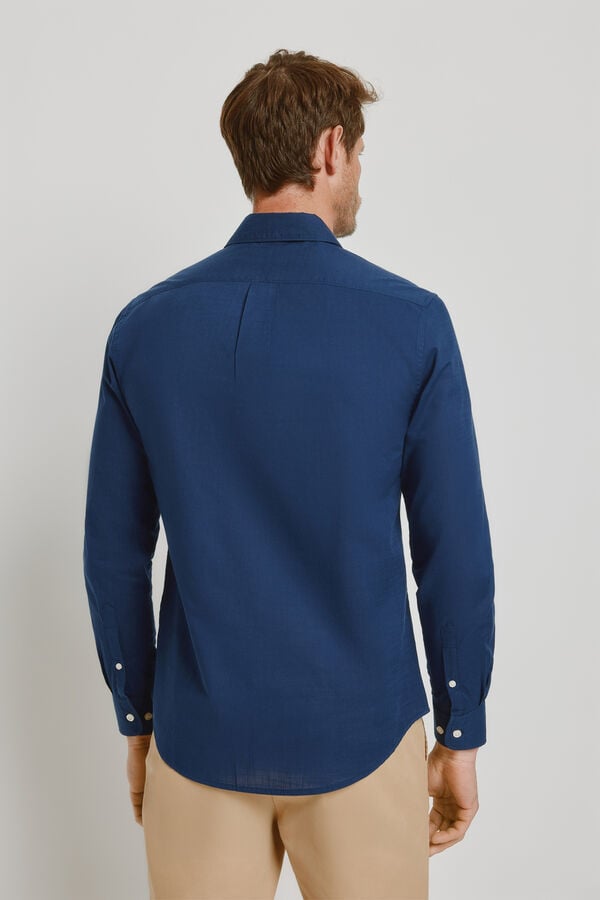 Milano Camisa lisa manga larga Navy