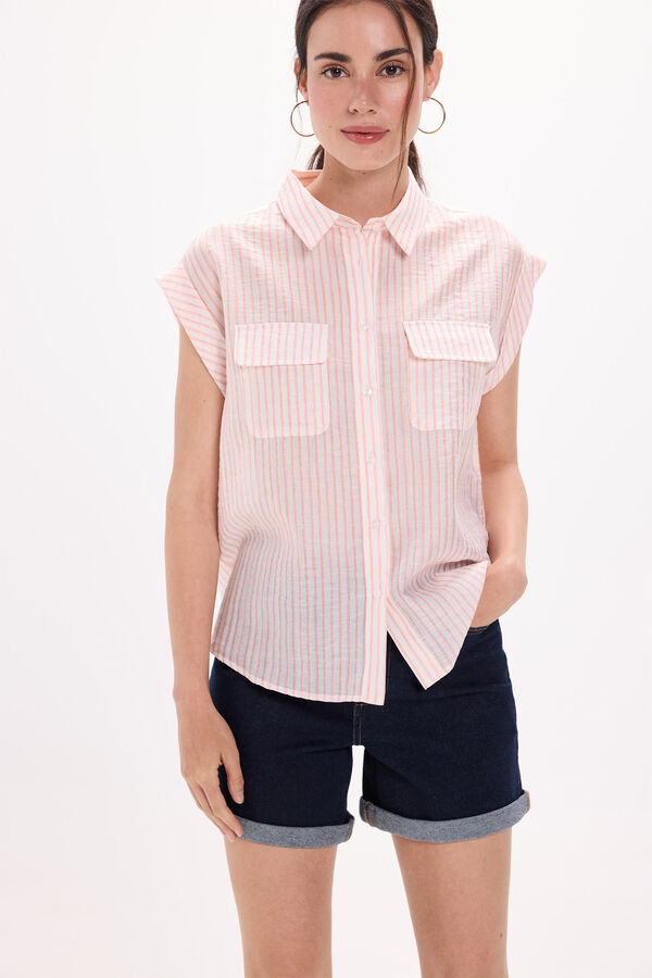 Milano Camisa esvoaçante com bolsos Estampado branco