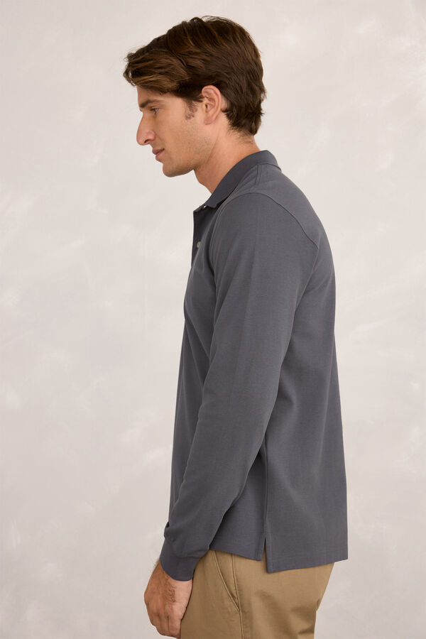 Milano Polo Rugby Manga Larga Gris Oscuro