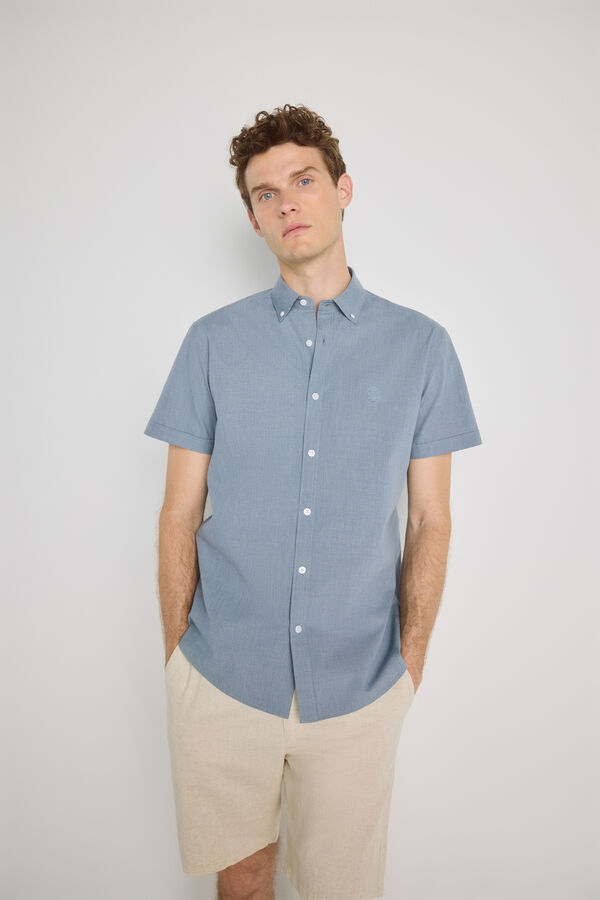 Springfield Camisa lisa de manga curta Azul claro