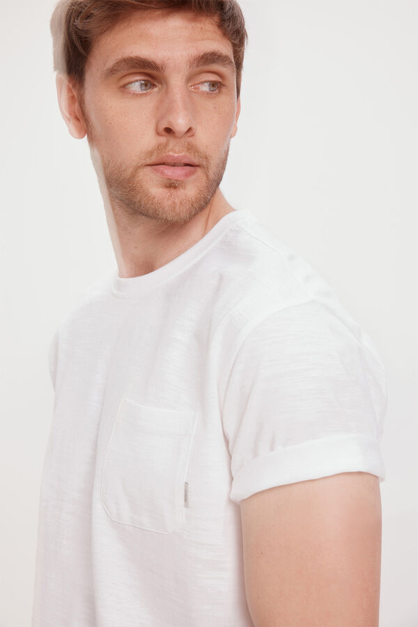 Milano Camiseta b&aacute;sica com bolso Branco