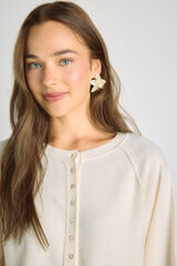 Milano Jersey cuello redondo con botones Beige