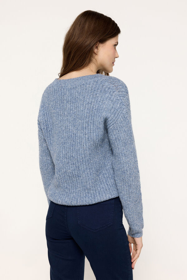 Milano Jersey grueso cuello pico con lurex Azul Oscuro