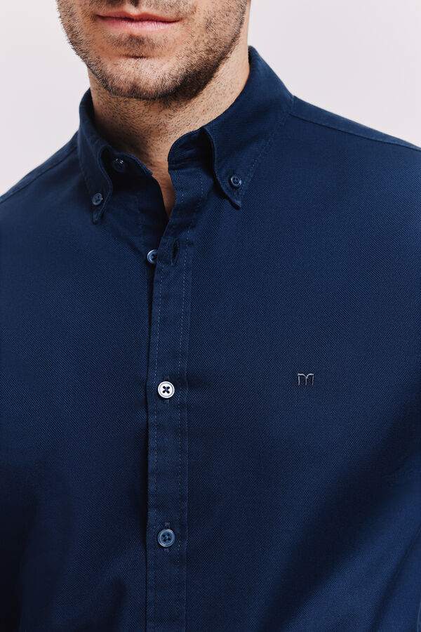 Milano Camisa lisa manga larga Navy