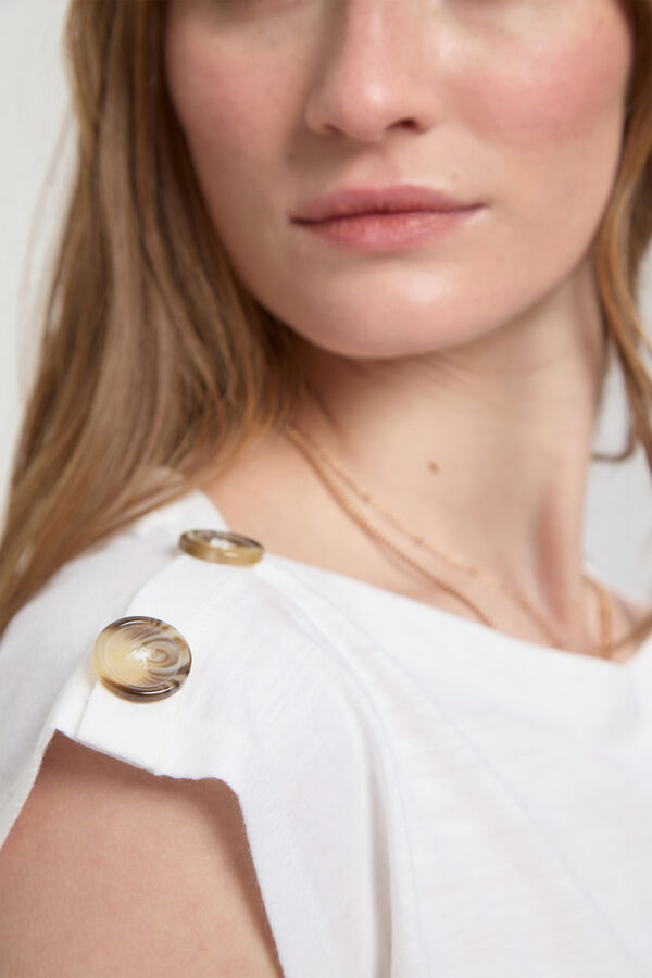 Milano T-shirt com bot&otilde;es nos ombros Branco