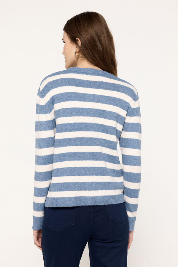 Milano Casaco de malha de toque suave com bot&otilde;es na frente Azul