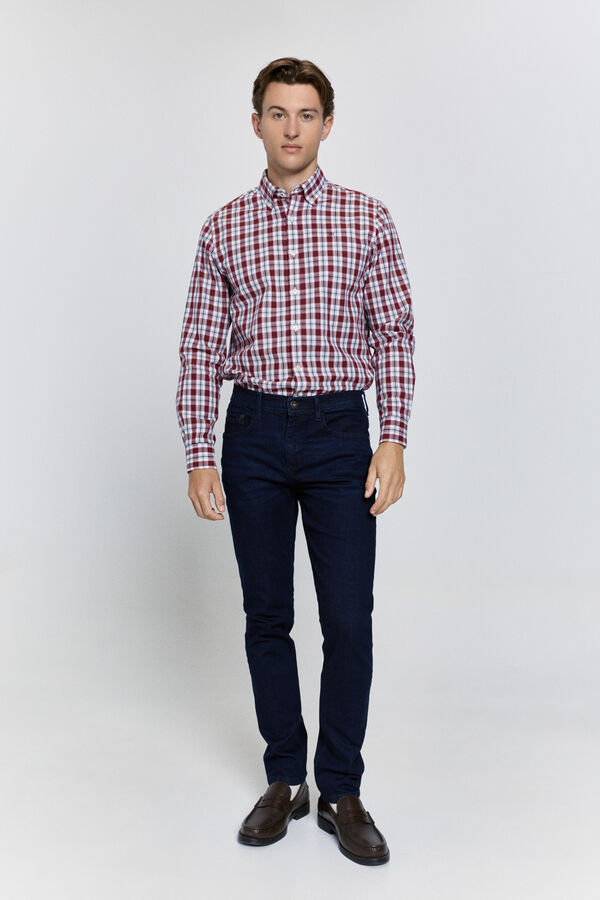 Pedro del Hierro Camisa cuadros relaxed fit Vino