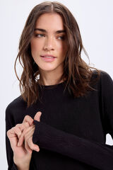 Milano Camiseta de manga comprida com qualidade estruturada Preto